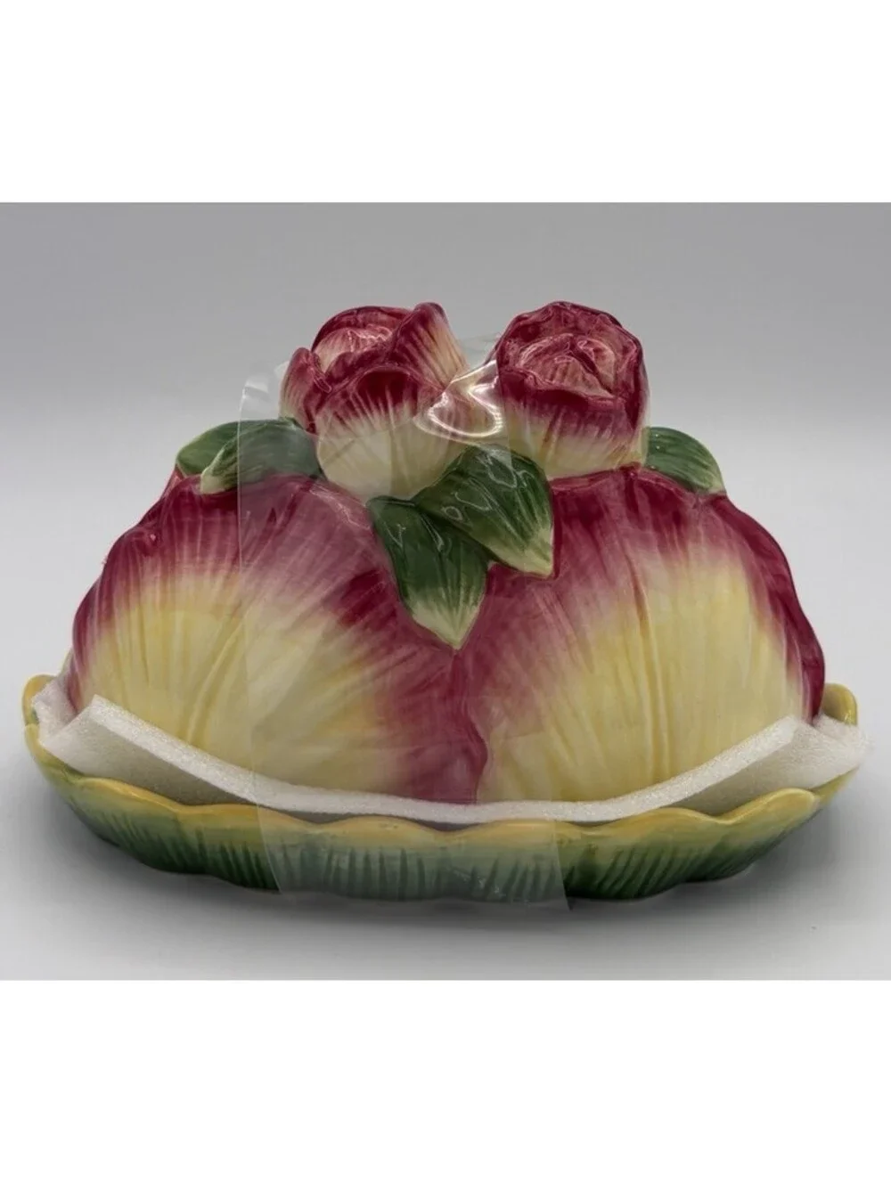 Corner Ruby Garden Collection Pink Flower Butter Dish – Botanical Ceramic